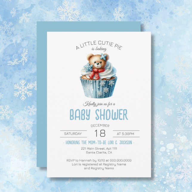 A Little Cutie Pie Is Baking Blue Boy Baby Shower Invitation (A Little Cutie Pie Is Baking Blue Boy Baby Shower Invitation)