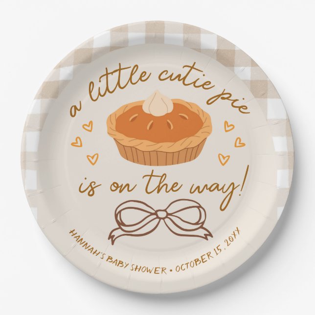 A little Cutie Pie is on his way  Paper Plates (Front)