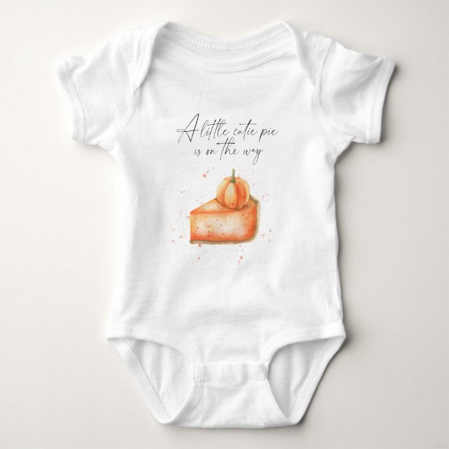 "A little cutie pie is on the way" baby shower Baby Bodysuit (Front)