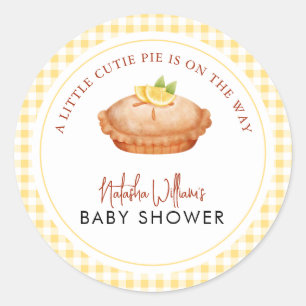 A little cutie pie is on the way baby shower classic round sticker