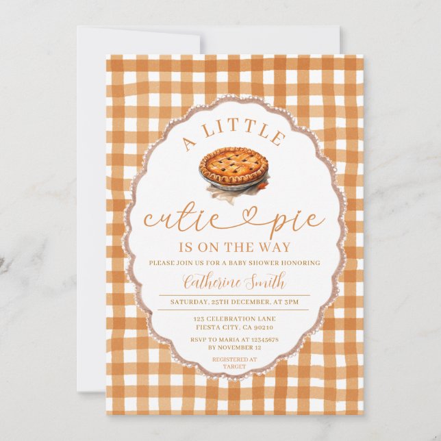 A little Cutie Pie is on the way Baby Shower Fall Invitation (Front)