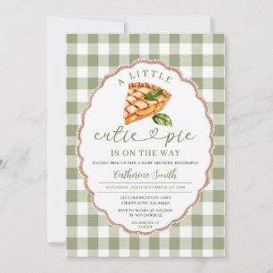 A little Cutie Pie is on the way Baby Shower Green Invitation