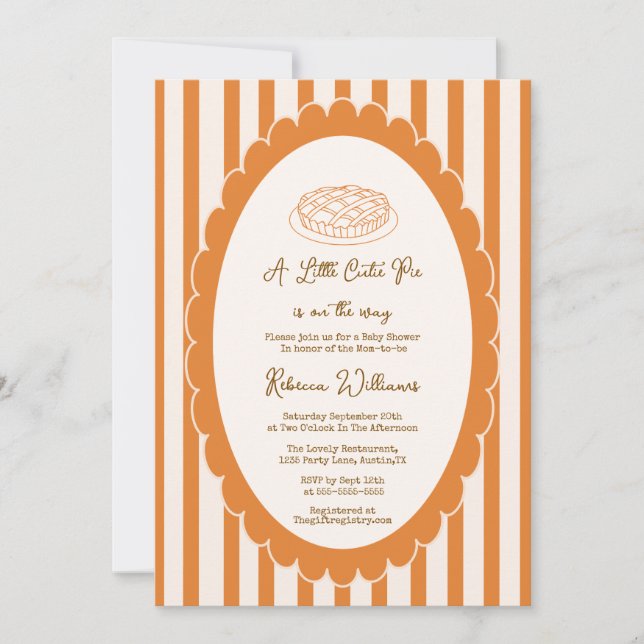 A little Cutie Pie Is On the Way Baby Shower  Invitation (Front)