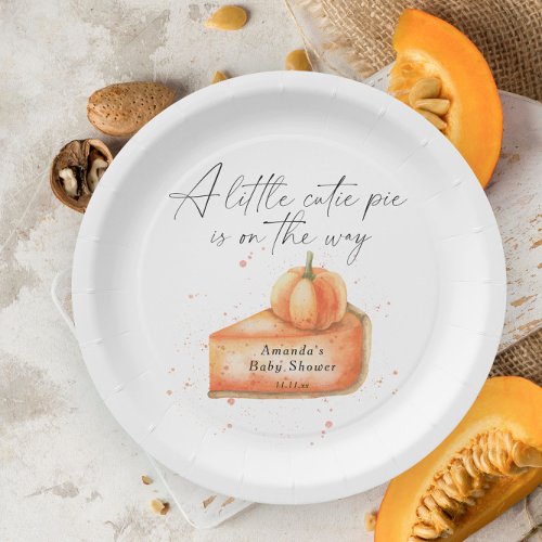 A little cutie pie is on the way baby shower Paper Plates