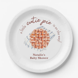 A Little Cutie Pie Is On The Way Baby Shower Paper Plates