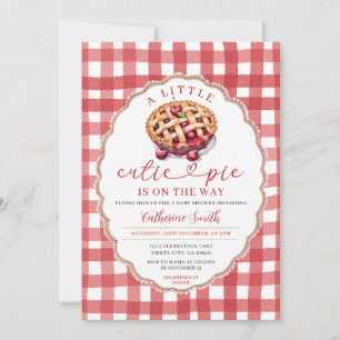 A little Cutie Pie is on the way Baby Shower Red Invitation