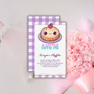 A Little Cutie Pie Kawaii Purple Plaid Baby Shower Enclosure Card