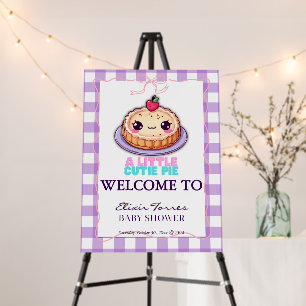 A Little Cutie Pie Kawaii Purple Plaid Baby Shower Foam Board