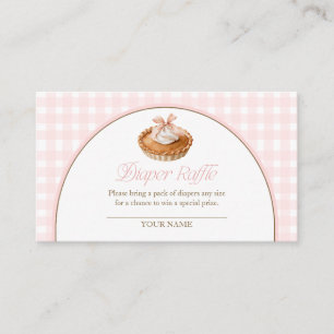 A Little Cutie Pie Pink Gingham Diaper Raffle Enclosure Card