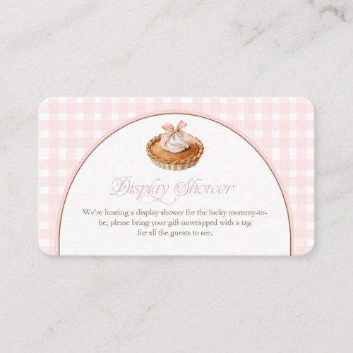 A Little Cutie Pie Pink Gingham Display Shower Enclosure Card