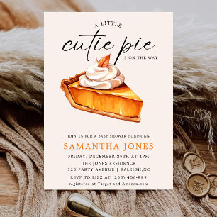 A Little Cutie Pie Pumpkin Fall Baby Shower Invitation