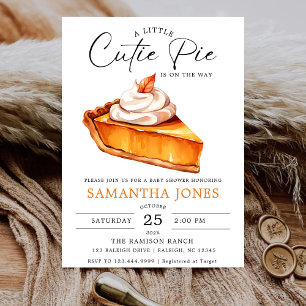 A Little Cutie Pie Pumpkin Fall Baby Shower   Invitation