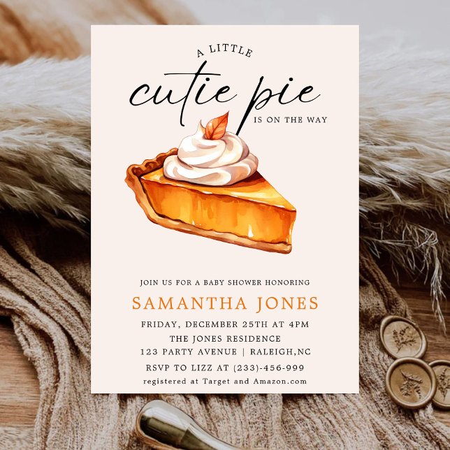 A Little Cutie Pie Pumpkin Fall Baby Shower   Invitation (Creator Uploaded)