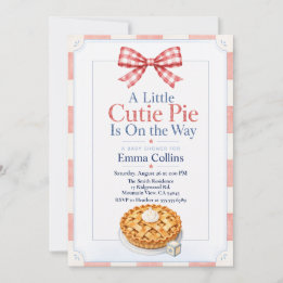 A Little Cutie Pie Red White Blue Baby Shower Invitation