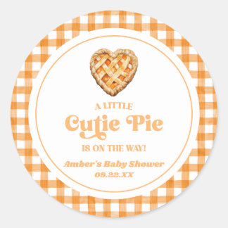 A Little Cutie Pie Retro Baby Shower Classic Round Sticker