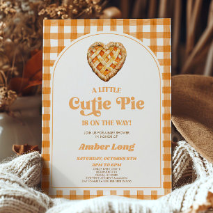 A Little Cutie Pie Retro Heart Pie Baby Shower Invitation