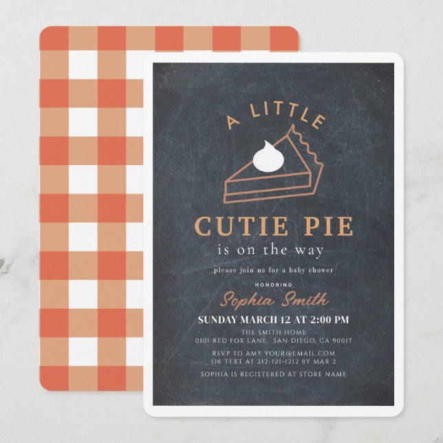 A Little Cutie Pie Thanksgiving Baby Shower Invitation (Front/Back)