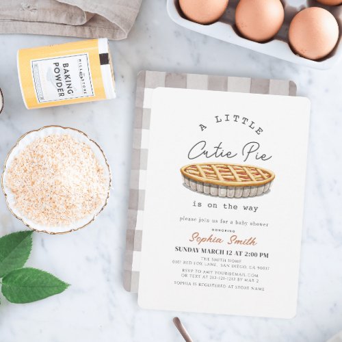 A Little Cutie Pie Thanksgiving White Baby Shower Invitation