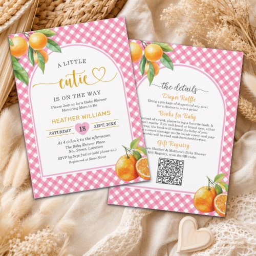 A Little Cutie Pink All in One Baby Shower Invitation