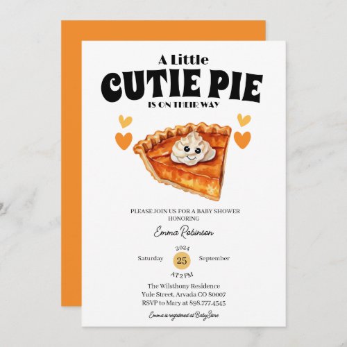 a little cutie pumpkin pie autumn fall baby shower invitation