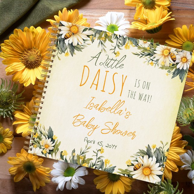 A Little Daisy Floral Baby Shower Guest Book ("A Little Daisy Is On The Way!" Daisies Floral Theme Girl Baby Shower Guest Book Notebook)