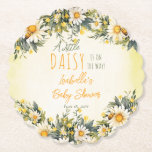 A Little Daisy Is On The Way Floral Baby Shower Paper Coaster<br><div class="desc">"A Little Daisy Is On The Way" white,  yellow and green floral girl Baby Shower or Sprinkle design.</div>