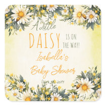 A Little Daisy Is On The Way Floral Baby Shower Square Sticker