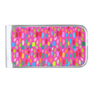 A Little Daub Will Do Ya Abstract Neck Tie Silver Finish Money Clip