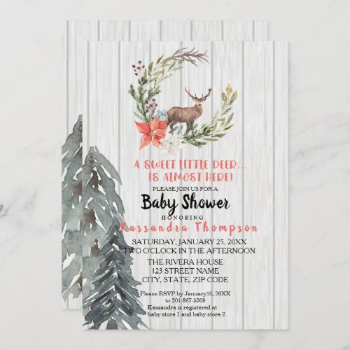 A Little Deer Is Almost Here Baby Shower Invitation