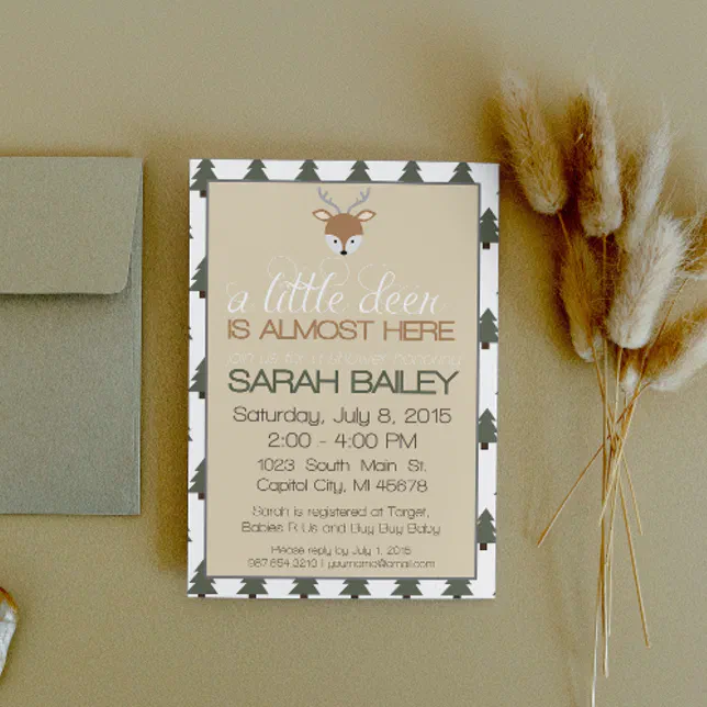 A Little Deer is Almost Here Baby Shower Invite | Zazzle