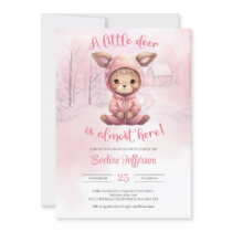 A little deer is almost here with pink sweatshirt invitation