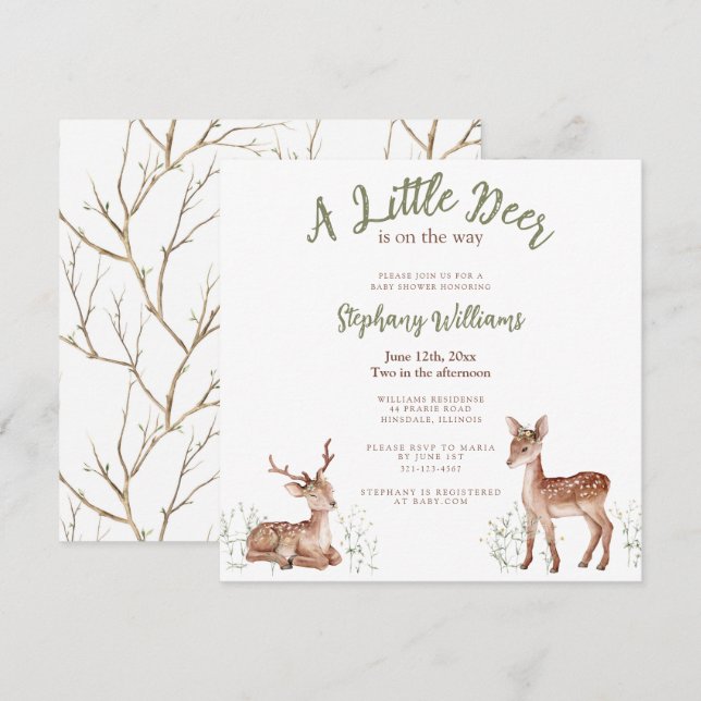 A Little Deer is on the way Baby Shower Invitation (Front/Back)