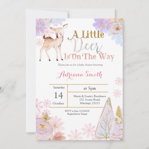 A little deer is on the way baby shower invite