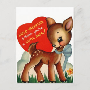 A Little Deer   Vintage Valentine   Postcard