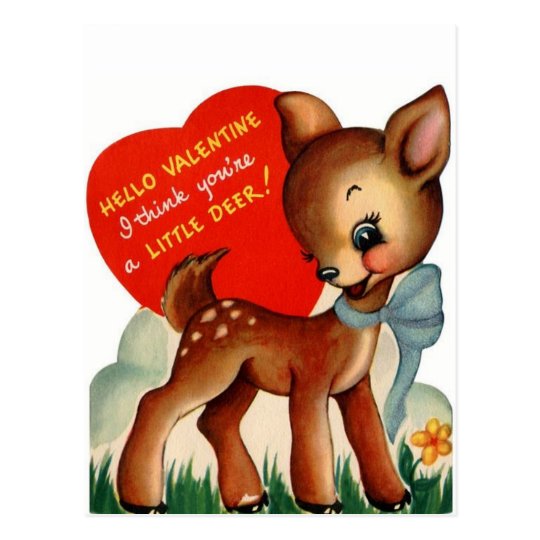 A Little Deer | Vintage Valentine | Postcard | Zazzle