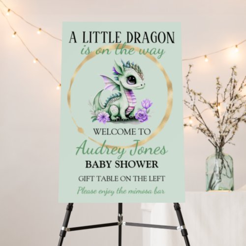 A Little Dragon Is On The Way Baby Shower Foam Board