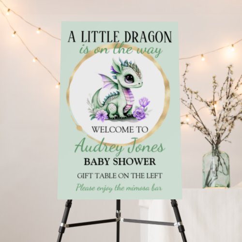 A Little Dragon Is On The Way Baby Shower Foam Board