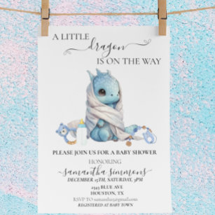 A Little Dragon is on the Way Baby Shower  Invitation