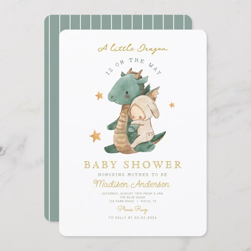 A little dragon is on the way Baby Shower Invitation