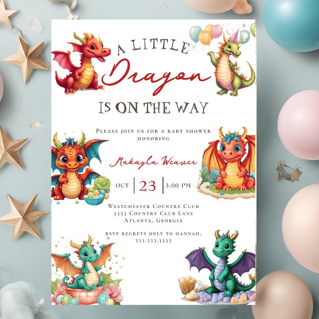 A little dragon is on the way Baby Shower Invitation (Creator Uploaded)
