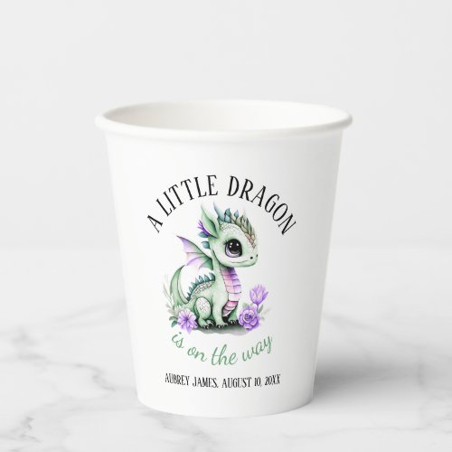 A Little Dragon Is On The Way Baby Shower Paper Cups