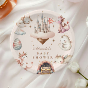 A Little Dragon is on the Way Baby Shower Paper Plates