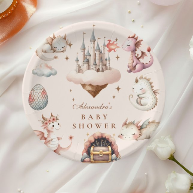 A Little Dragon is on the Way Baby Shower Paper Plates (Creator Uploaded)