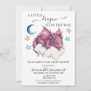 A Little Dragon Sleeping on Cloud Baby Shower  Invitation