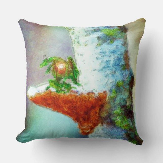 A Little Dragon Sleeps Throw Pillow (Front)