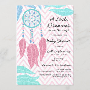 A Little Dreamer Quote Dreamcatcher Baby Shower Invitation