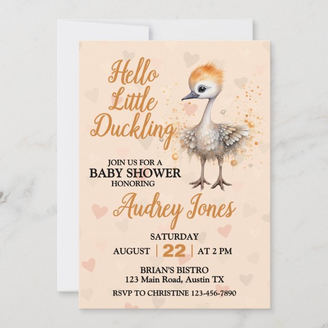 A Little Duckling Is On The Way Baby Shower Invitation (Front)
