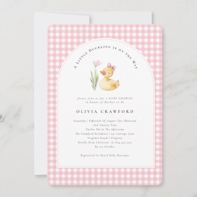 A Little Duckling Is on the Way Duck Baby Shower Invitation (Front)
