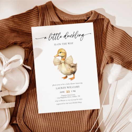 A Little Duckling Is On The Way Duck Baby Shower Invitation
