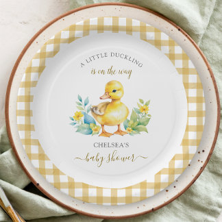 A Little Duckling is On The Way Duck Baby Shower Paper Plates